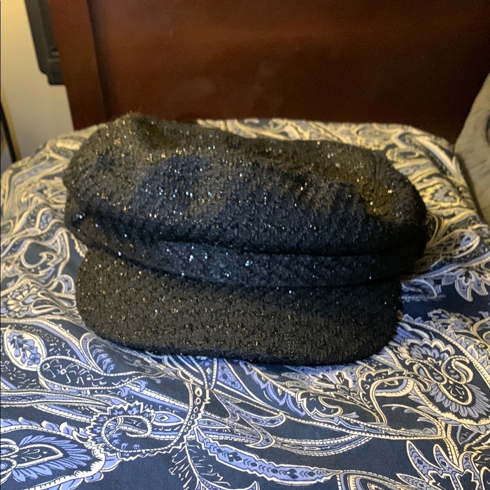 Black Glitter Newsboy Cap
